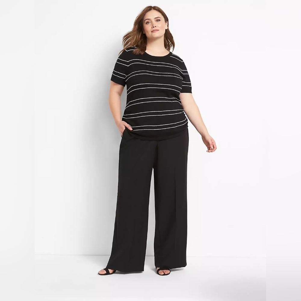 NWT Lane Bryant Tailored Stretch Wide Leg Black Trousers - Women's Size 14 Long